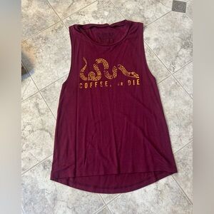 Women's Maroon Black Rifle Coffee Co Graphic Tank Top with Yellow Snake Print